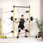 Folding Adjustable Power Rack Wall Mount Pull Up Bar 1000lbs
