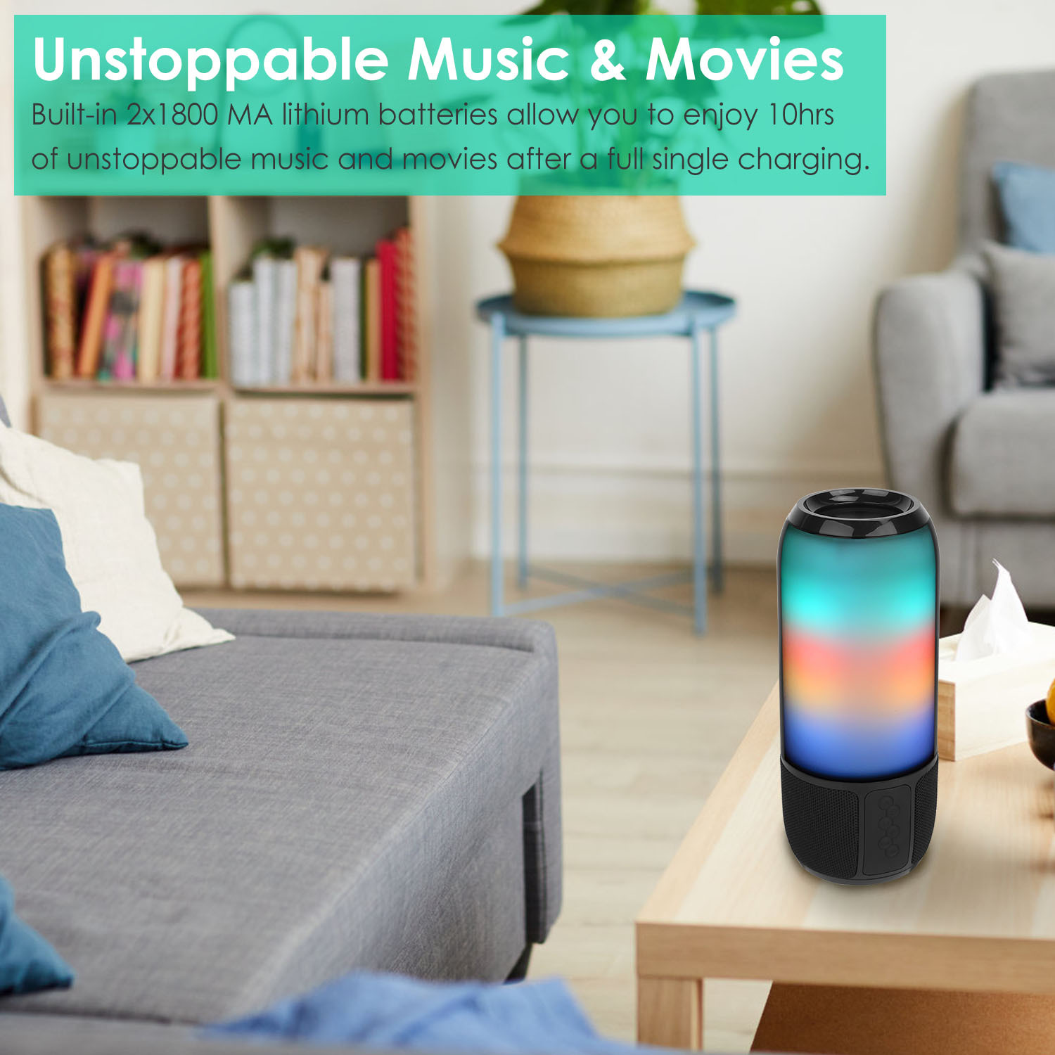 1Pc Wireless Portable Speaker Loud Stereo Speaker With 6 Color Changing Lights Radio Party TWS Speaker For Home Outdoor Travelling - Image 9