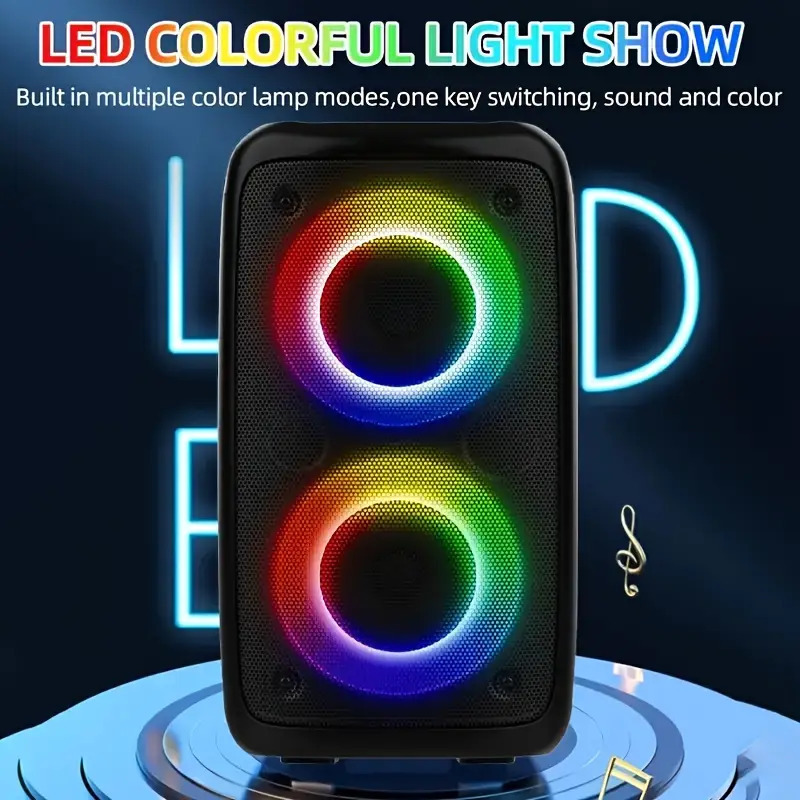 Wireless Speaker With Subwoofer, Large Boombox Speaker, Stereo Speaker, Subwoofer, Outdoor Wireless Speaker, Party Disco Light, TWS, TF, AUX - Image 7