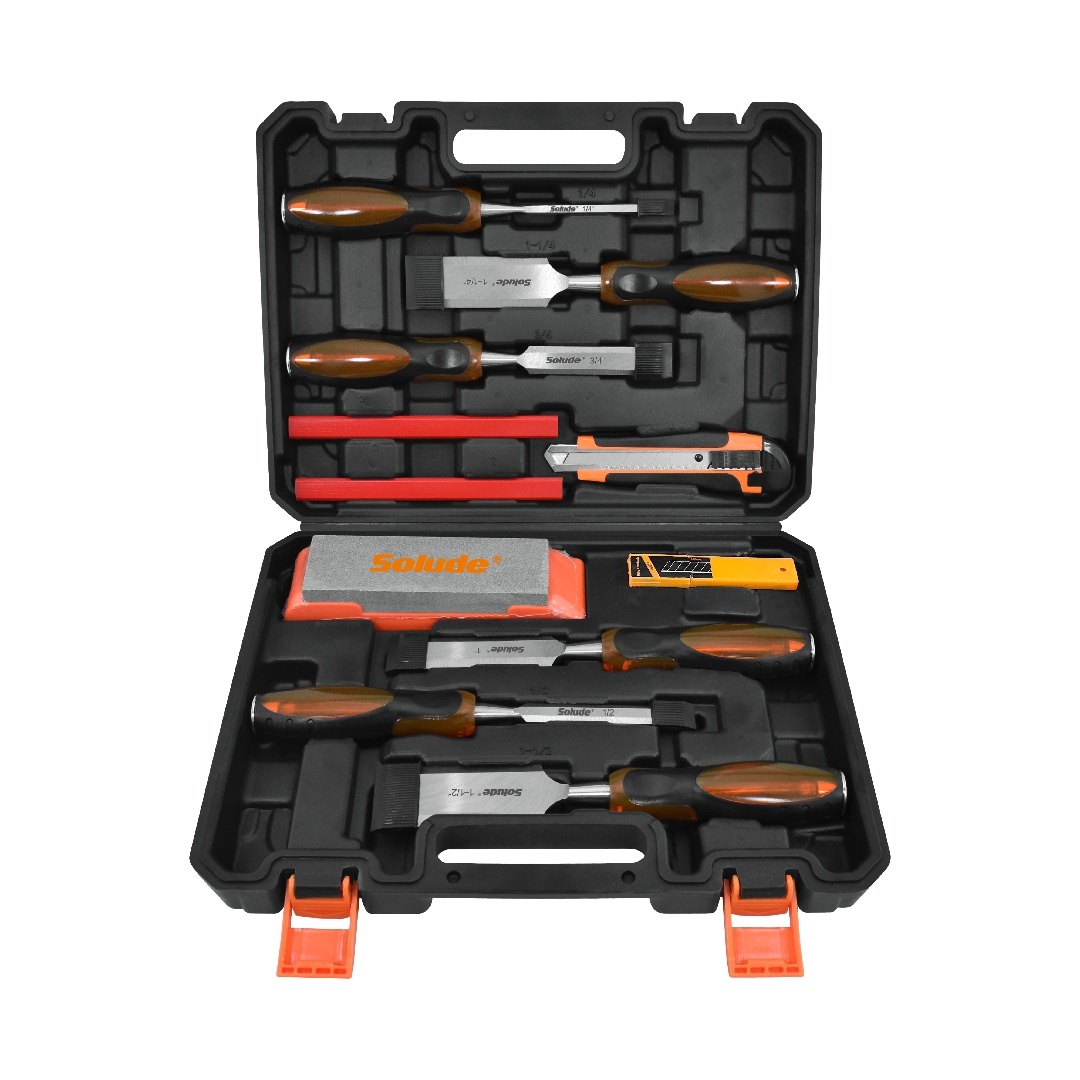 11 Piece Rubber Handle Woodworking Chisel Tool Set 5 11 Piece Rubber Handle Woodworking Chisel Tool Set - Image 5