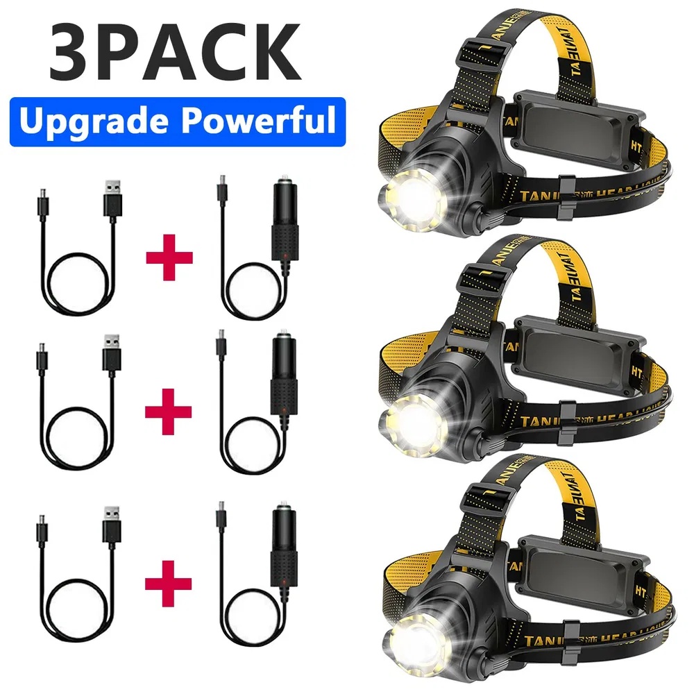 12000000lm LED Headlamp USB Rechargeable Headlight Head Torch Lamp Flashlight - Image 4