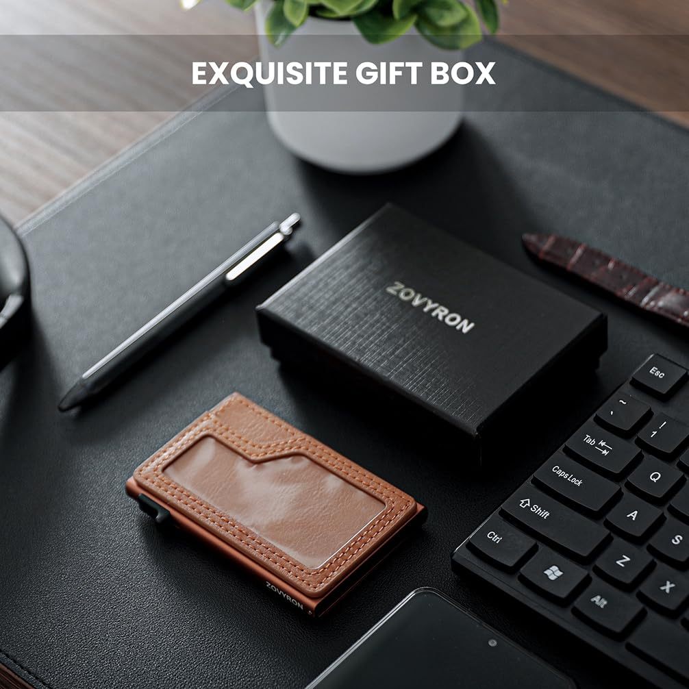 Slim Minimalist Wallet With ID Window,Pop Up Card Holder With Money Pocket Smart Wallet For Men RFID Blocking Metal Card Case 2 Slim Minimalist Wallet With ID Window,Pop Up Card Holder With Money Pocket Smart Wallet For Men RFID Blocking Metal Card Case - Image 2