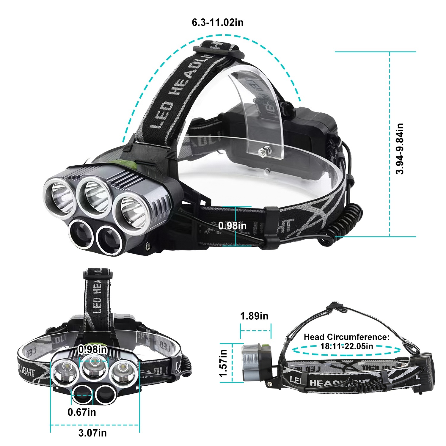 Rechargeable Headlamp 20000 Lumen LED Headlight 6 Modes Headlamp Flashlight For Camping Cycling Hiking Hunting Emergency - Image 6