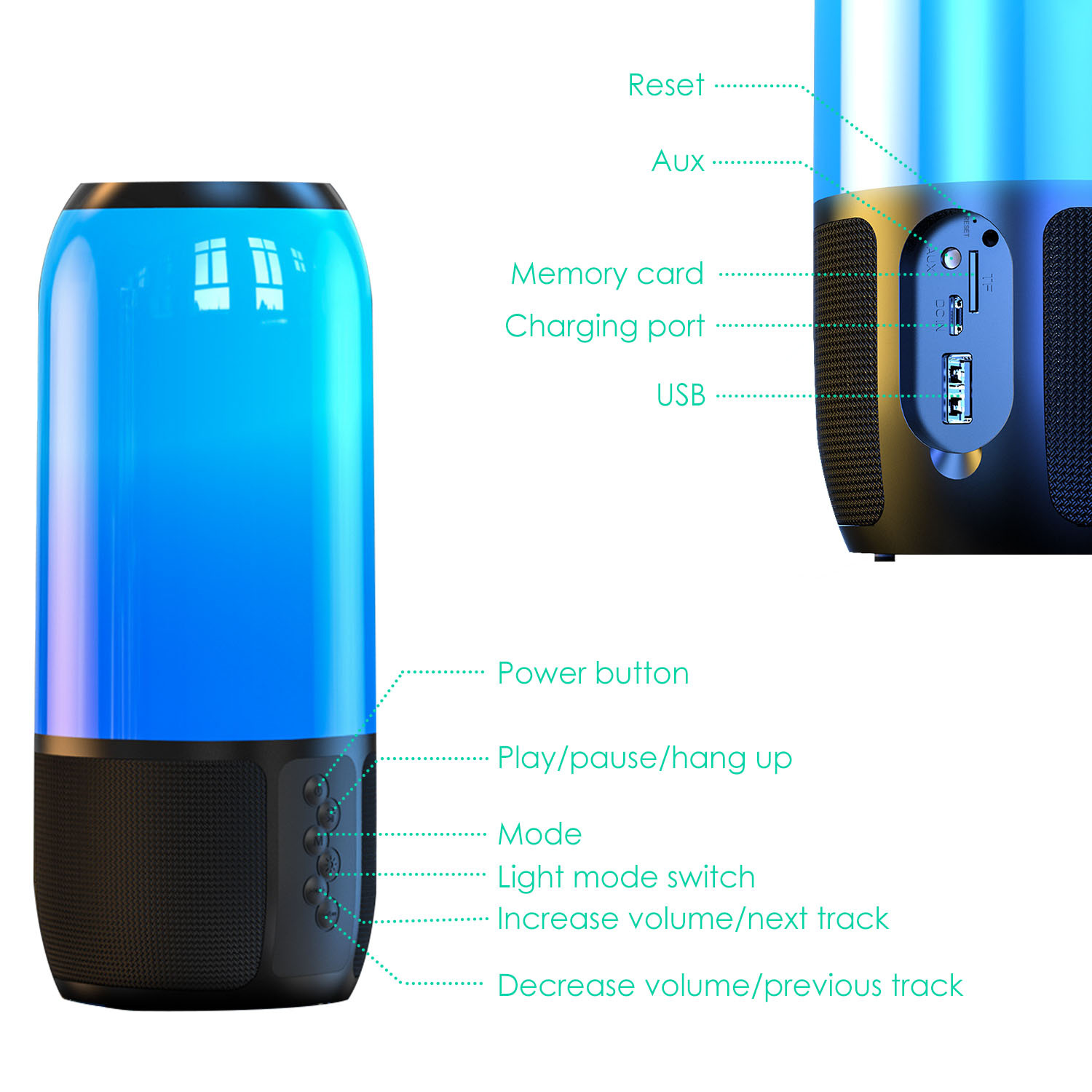 1Pc Wireless Portable Speaker Loud Stereo Speaker With 6 Color Changing Lights Radio Party TWS Speaker For Home Outdoor Travelling - Image 7