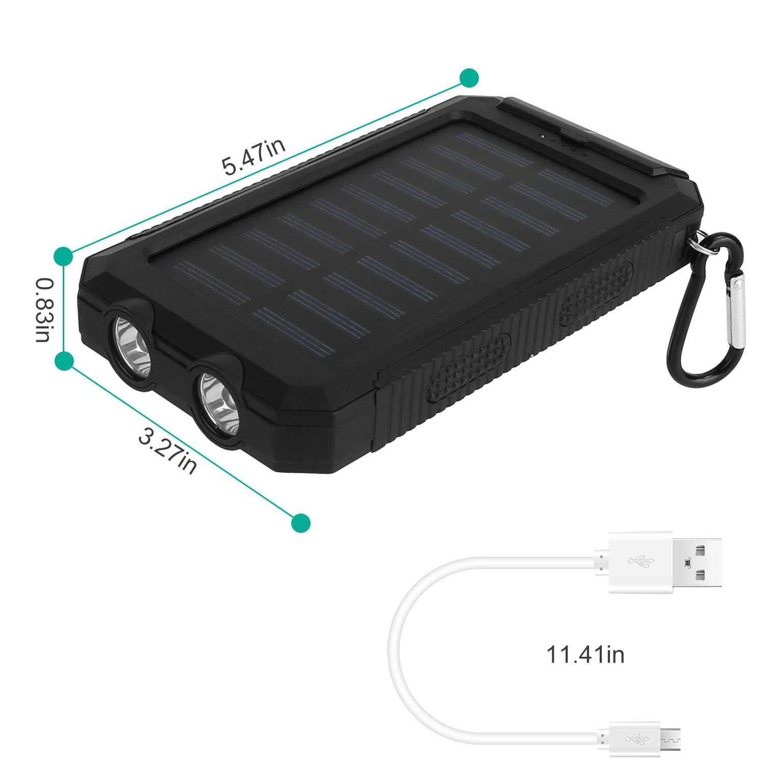 1Pc 1W MAh Solar Power Bank External Battery Pack Dual USB Interface Outdoor Charger With Battery Indicators SOS LED Lights Compass Camping Hiking - Image 3