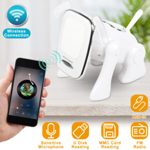 Puppy Dog Wireless Speaker Portable Mini Music Player Stereo Cute Animal Speaker With Built-In Mic FM Radio Stereo Bass MMC Card Slot USB Port For Cellphone Tablet