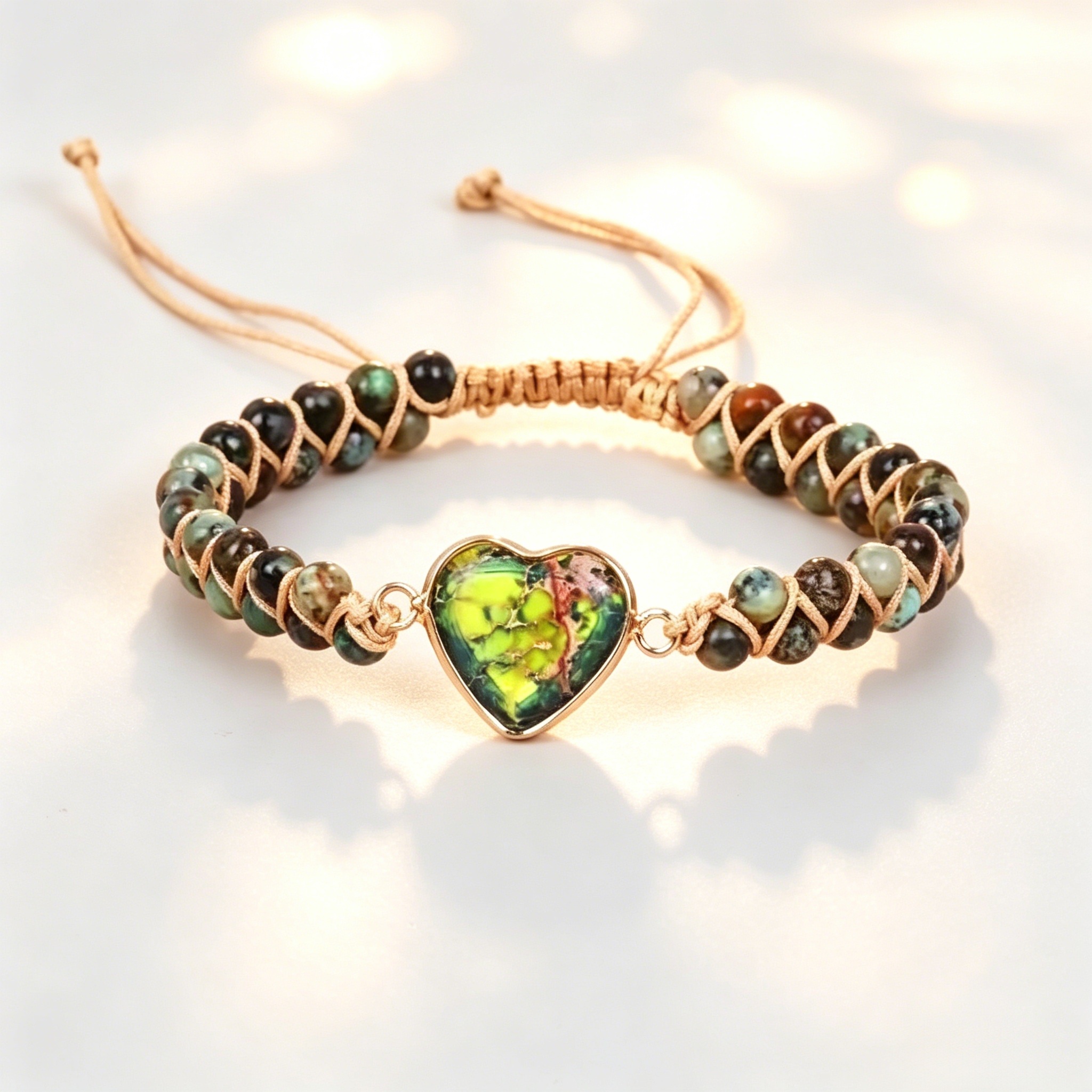 Heart-shaped Pendant Bracelet, Double-layer Beaded Woven Bracelet, Friendship And Couple Bracelet 14 Heart-shaped Pendant Bracelet, Double-layer Beaded Woven Bracelet, Friendship And Couple Bracelet - Image 2