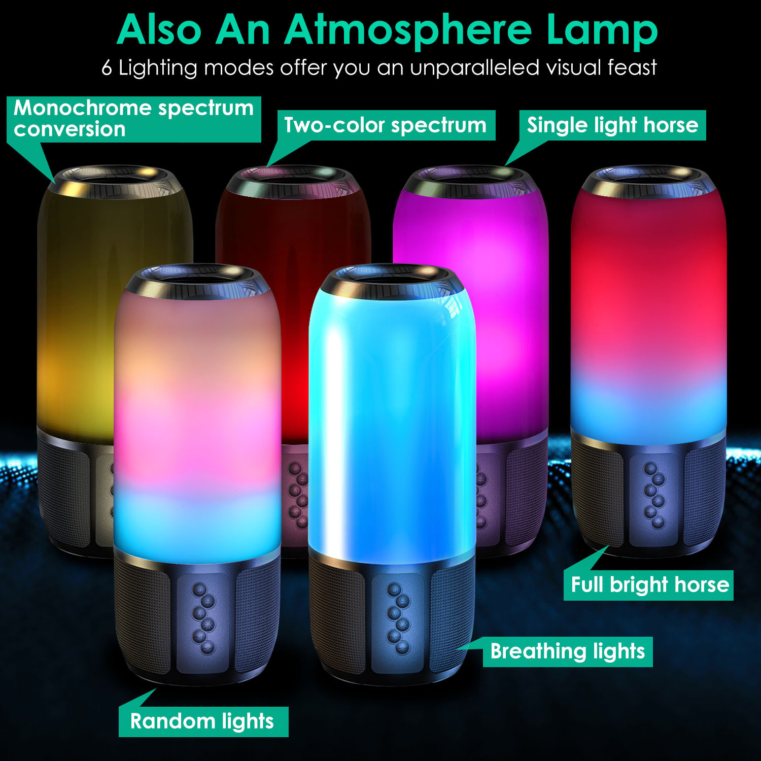 1Pc Wireless Portable Speaker Loud Stereo Speaker With 6 Color Changing Lights Radio Party TWS Speaker For Home Outdoor Travelling - Image 3