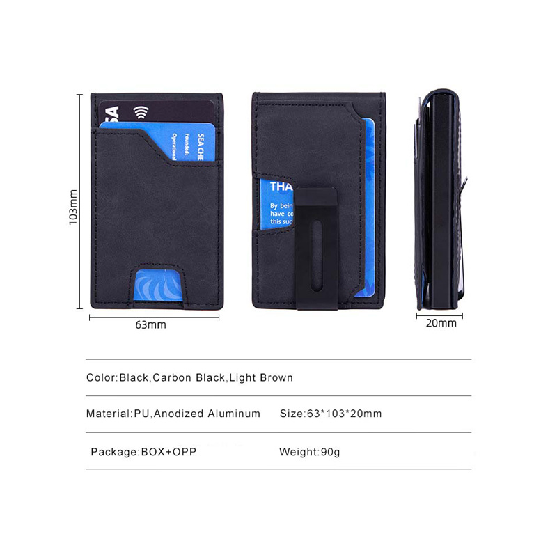 Men's Slim Wallet With Pop Up Card Holder, RFID Blocking, Minimalist Design With Large Card Capacity, Money Clip 3 Men's Slim Wallet With Pop Up Card Holder, RFID Blocking, Minimalist Design With Large Card Capacity, Money Clip - Image 3