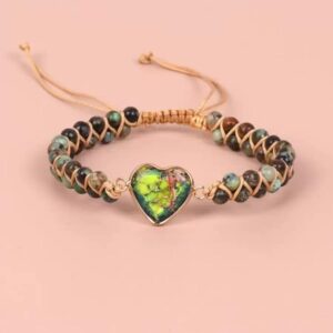 Heart-shaped Pendant Bracelet, Double-layer Beaded Woven Bracelet, Friendship And Couple Bracelet