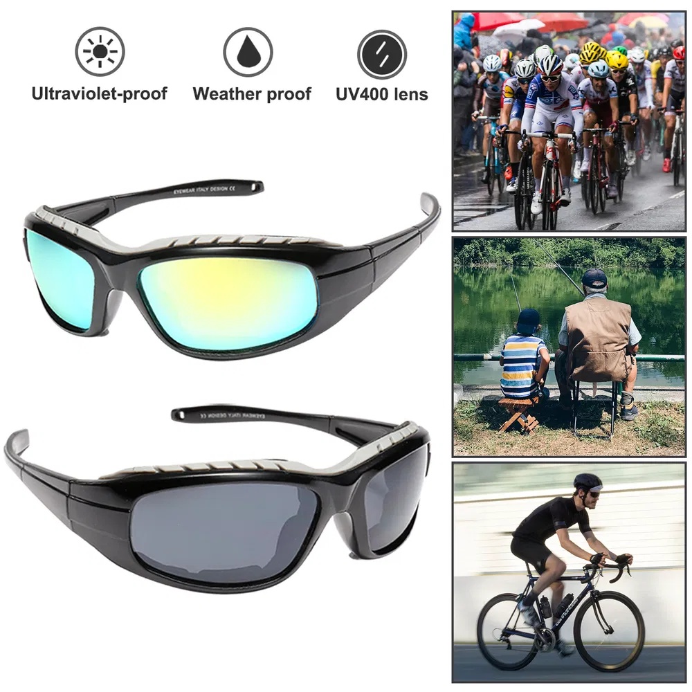 2 Pairs Motorcycle Padded Foam Wind Resistant Riding Glasses Sunglasses - Image 2