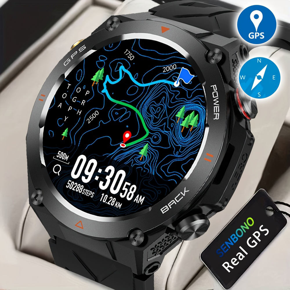 SENBONO GPS Smart Watch Men 1.45'' HD Screen Built-In GPS Altimeter Barometer Compass AI Voice Compatible With Android & IPhone - Image 2