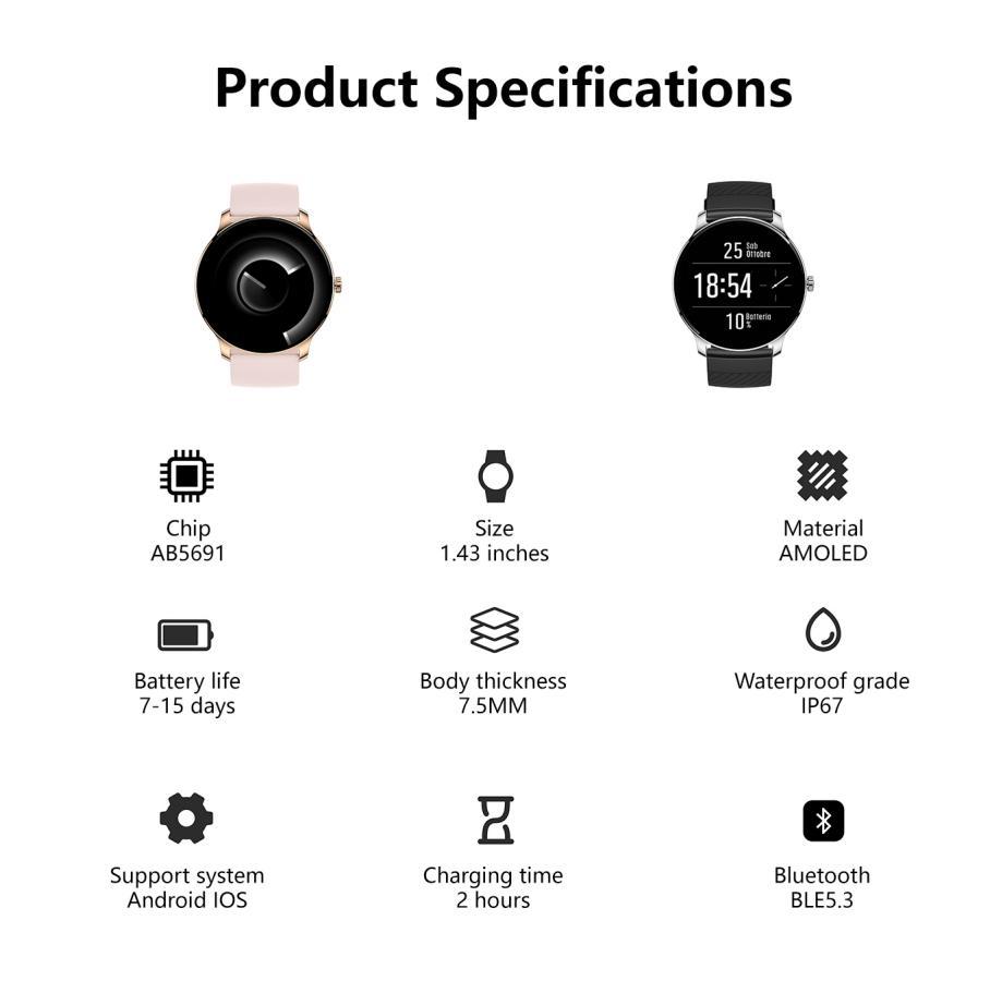 Ultra Slim Smart Watch For Men Women, 1.43 AMOLED Screen Fitness Watches , LP67 Outdoor Watch For Android Ios - Image 10