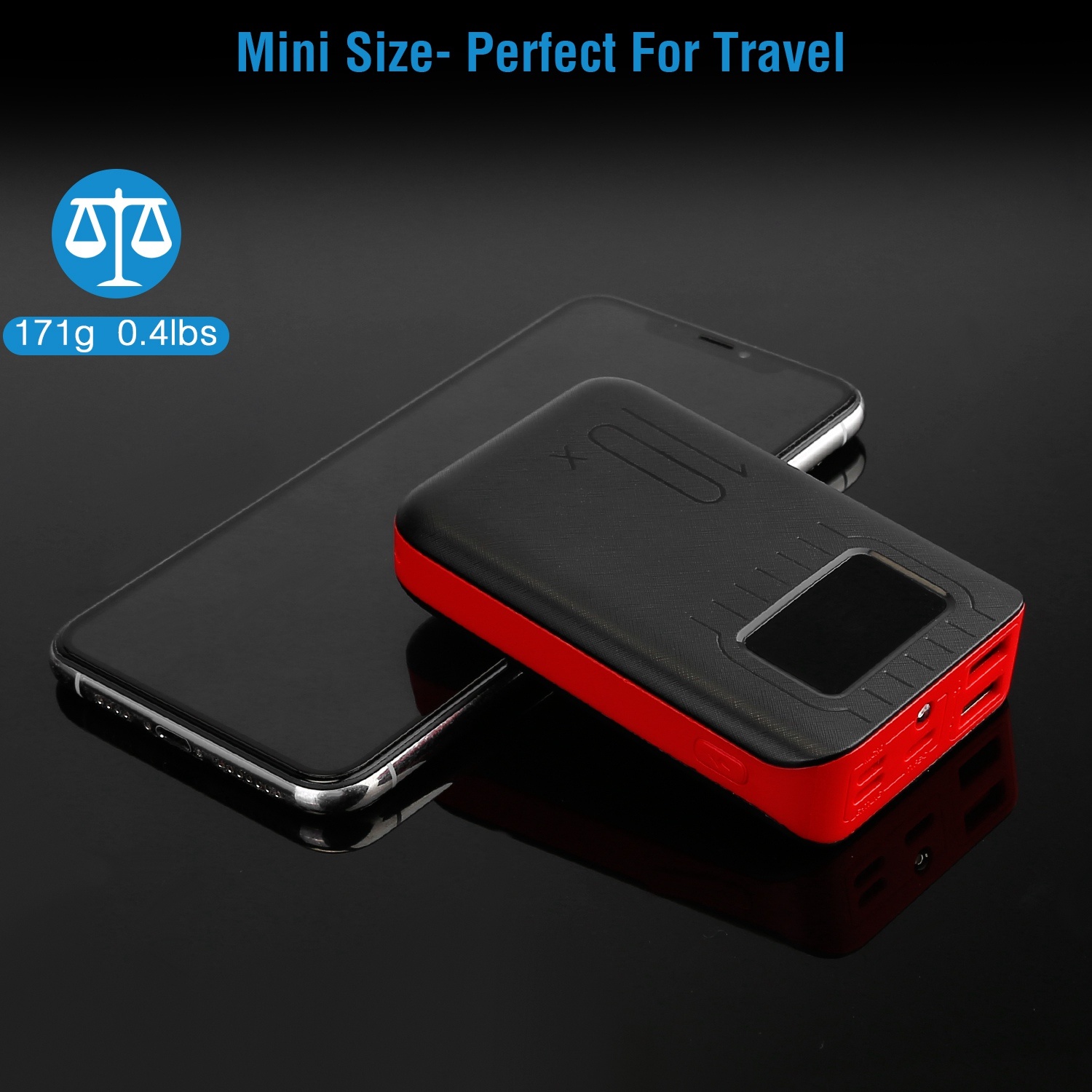 1Pc 1W MAh Portable Power Bank External Battery Pack Charger Dual USB Charge Interface With LCD Display Flashlight Type C Micro USB Lightning Input - Image 4