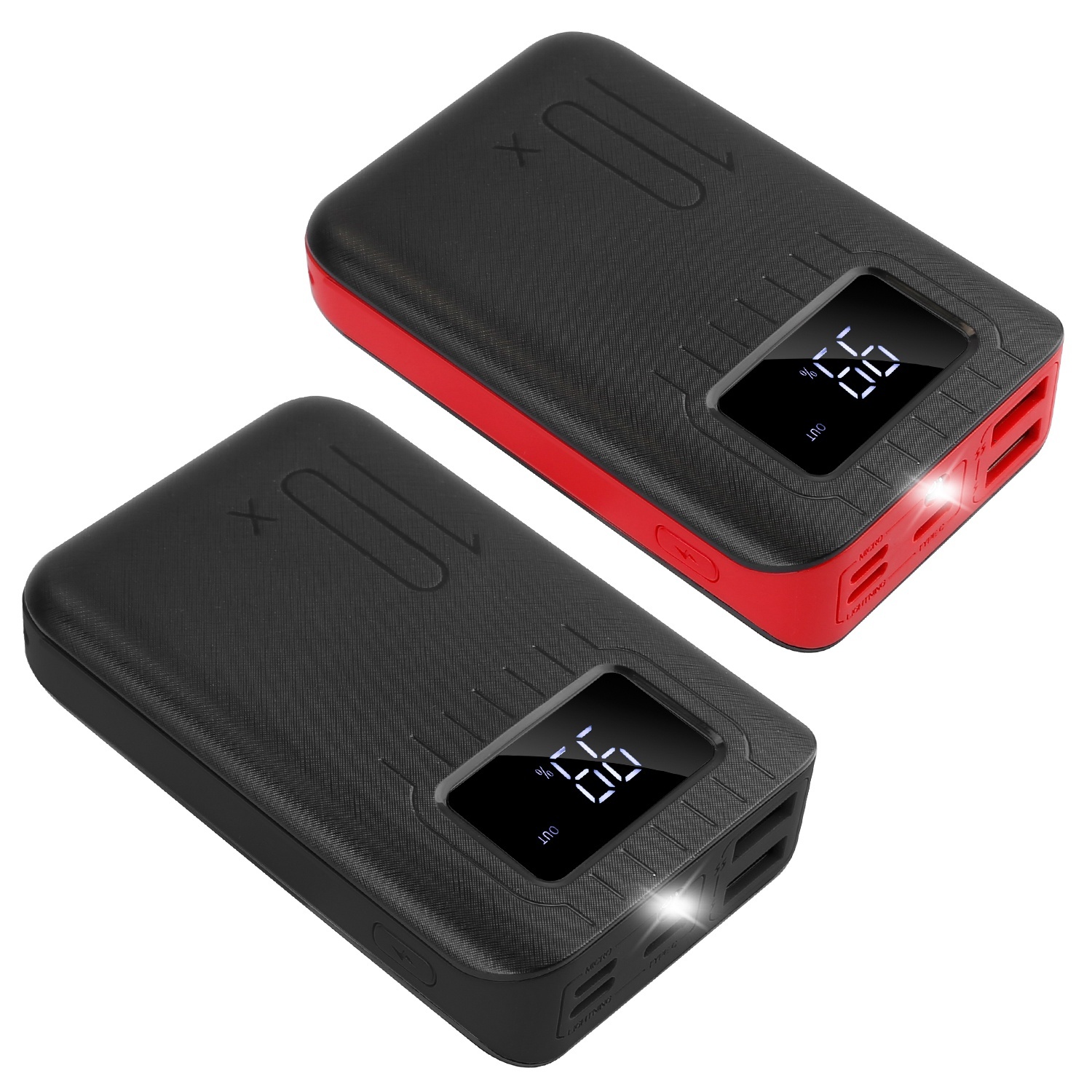 1Pc 1W MAh Portable Power Bank External Battery Pack Charger Dual USB Charge Interface With LCD Display Flashlight Type C Micro USB Lightning Input - Image 9