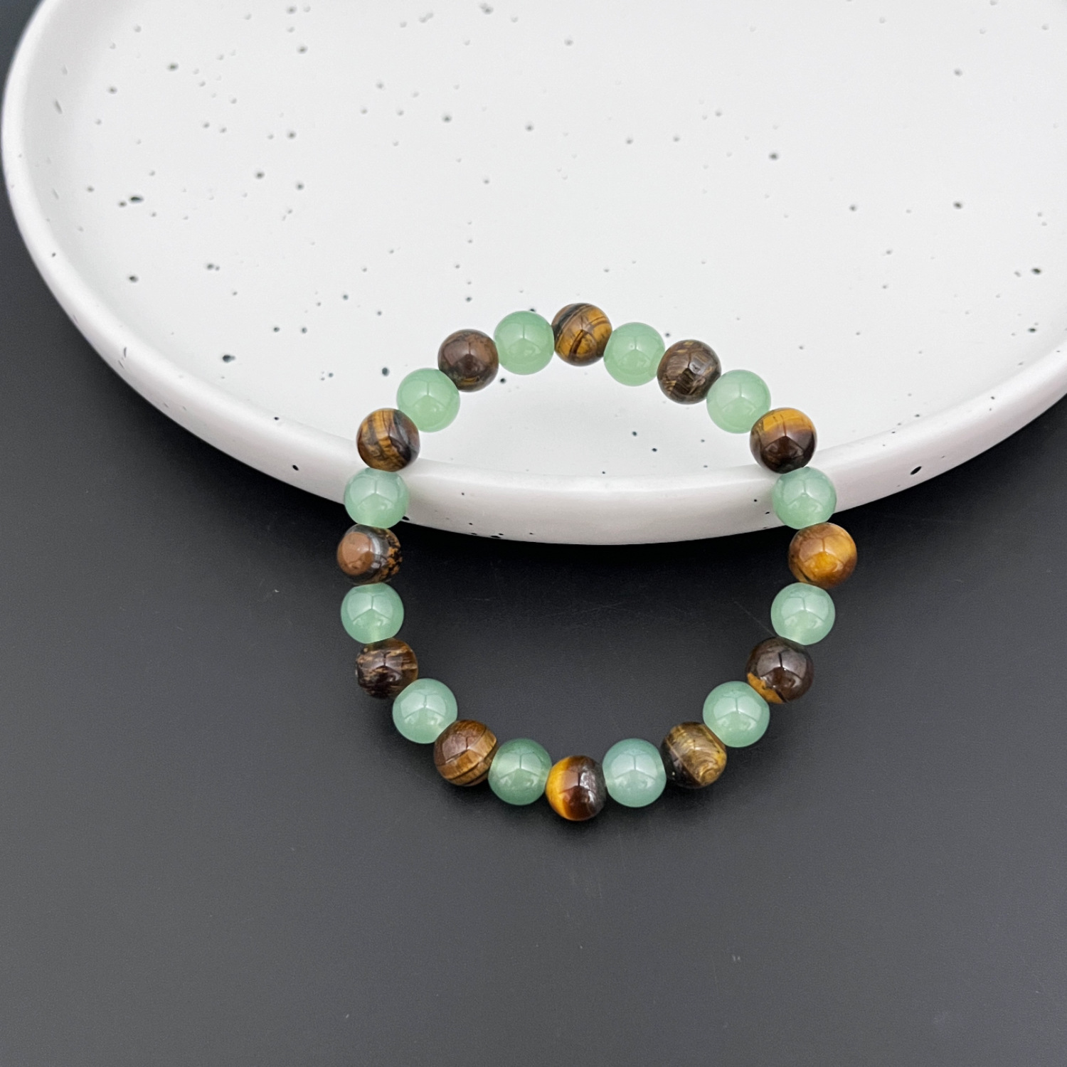 Natural Tiger Eye & Green Jade Bracelet For Abundance Handcrafted Beads For Energy & Style Adults Money & Success - Image 5