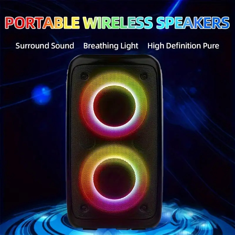 Wireless Speaker With Subwoofer, Large Boombox Speaker, Stereo Speaker, Subwoofer, Outdoor Wireless Speaker, Party Disco Light, TWS, TF, AUX - Image 2