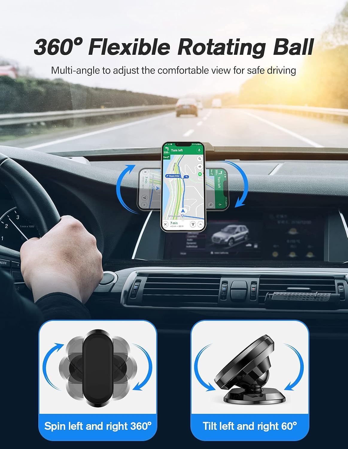 2 Pack Powerful Magnetic Car Phone Holder, Upgrade Strong Magnet, 360° Rotation, Universal Stable Mount Compatible with All Mobile Phones - Image 6