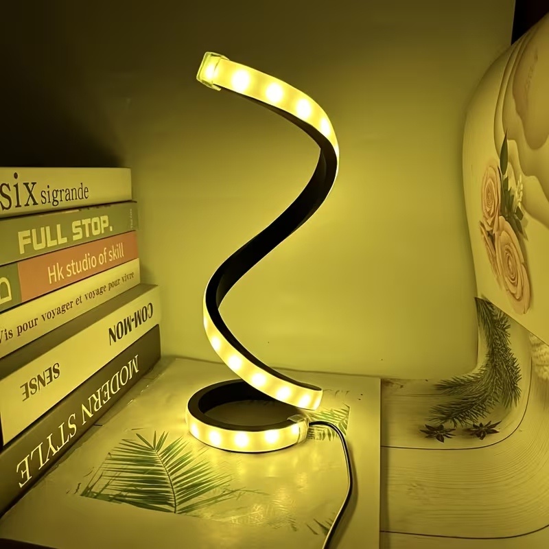 Creative Spiral LED Desk Lamp 2Pcs, 3-Color Dimming, Soft Comfortable Lighting, Eye-Friendly, USB Powered for Bedroom Living Room Bathroom Home Decor - Image 6