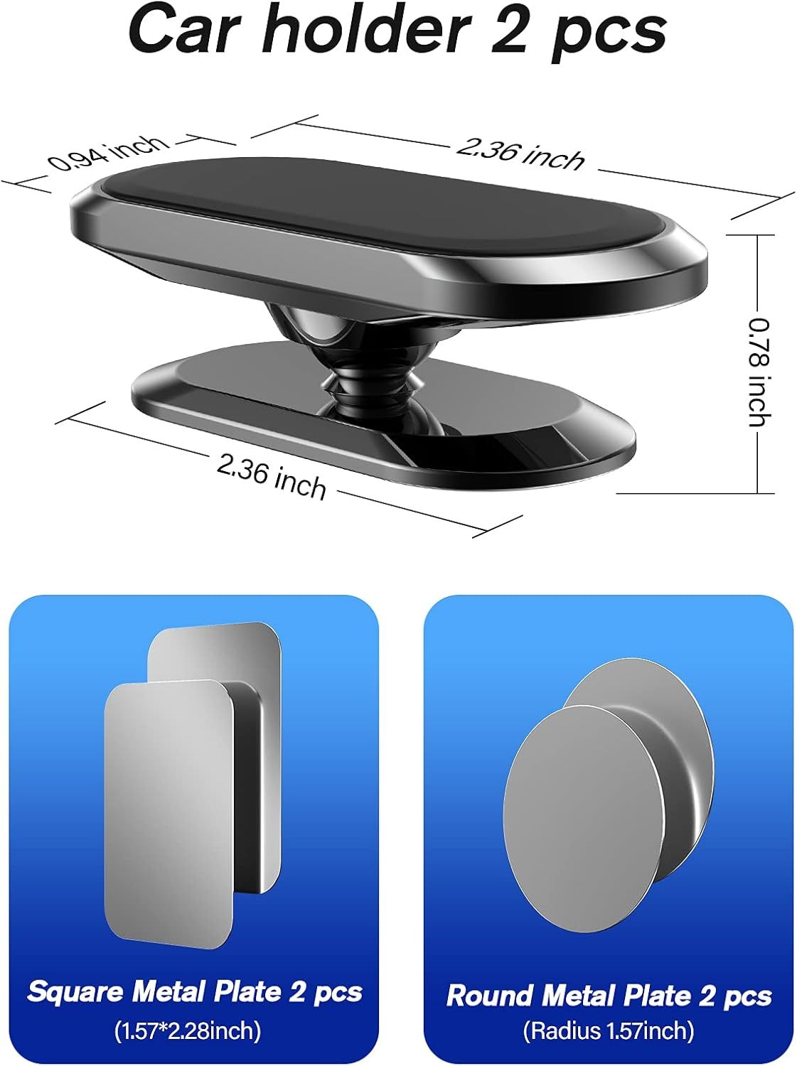 2 Pack Powerful Magnetic Car Phone Holder, Upgrade Strong Magnet, 360° Rotation, Universal Stable Mount Compatible with All Mobile Phones - Image 5