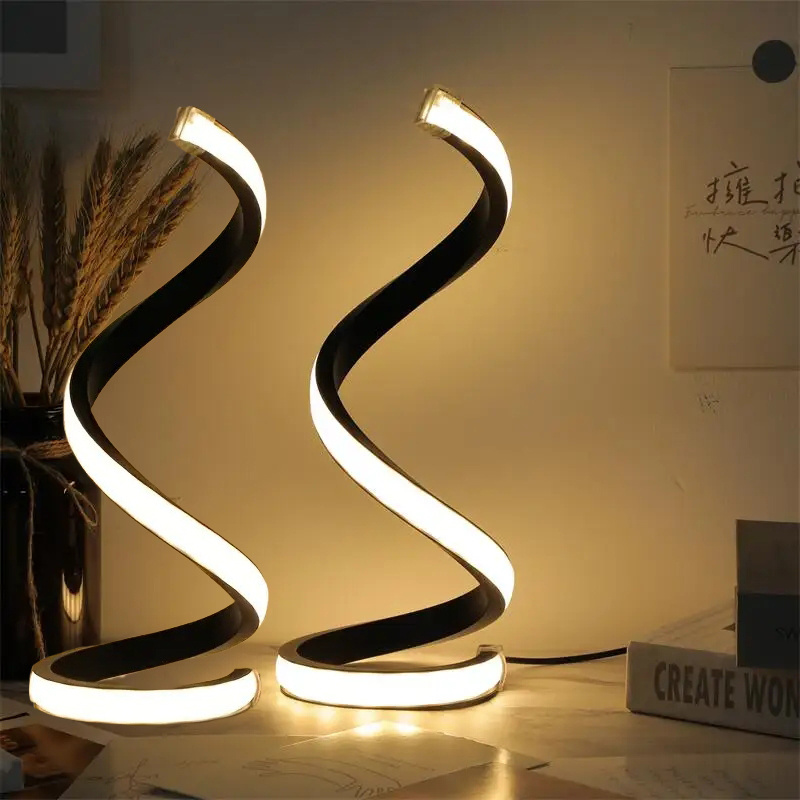 Creative Spiral LED Desk Lamp 2Pcs, 3-Color Dimming, Soft Comfortable Lighting, Eye-Friendly, USB Powered for Bedroom Living Room Bathroom Home Decor - Image 2