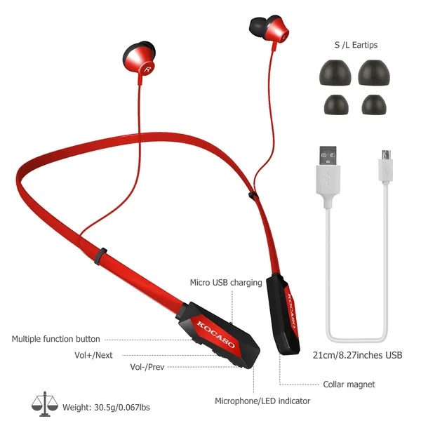 Wireless Neckband Headphones V4.2 Sweat-proof Sport Headsets Earbuds In-Ear Magnetic Neckbands Stereo Earphone 2 Wireless Neckband Headphones V4.2 Sweat-proof Sport Headsets Earbuds In-Ear Magnetic Neckbands Stereo Earphone - Image 2
