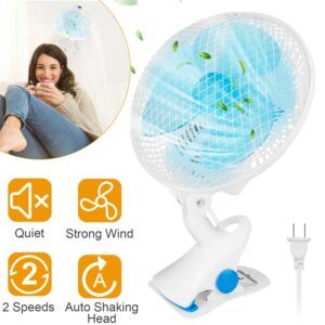 Quiet Clip On Fan, 2 Speeds, Auto Oscillating, 3.94FT Cord for Office Home Baby Stroller