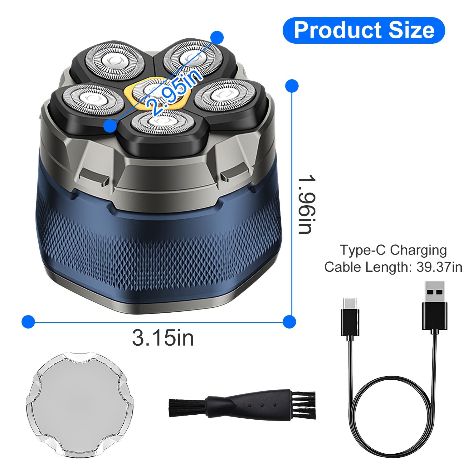 6D Magnetic Floating Head Bald Shaver, IPX6 Wet/Dry Type-C with LED Display 8 6D Magnetic Floating Head Bald Shaver, IPX6 Wet/Dry Type-C with LED Display - Image 8