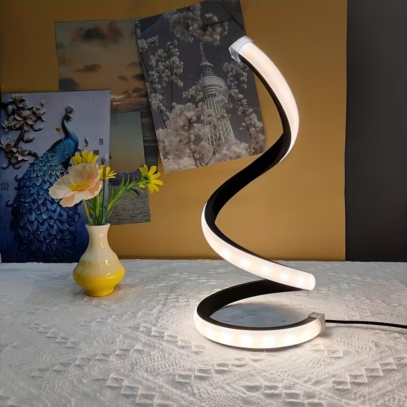 Creative Spiral LED Desk Lamp 2Pcs, 3-Color Dimming, Soft Comfortable Lighting, Eye-Friendly, USB Powered for Bedroom Living Room Bathroom Home Decor - Image 3