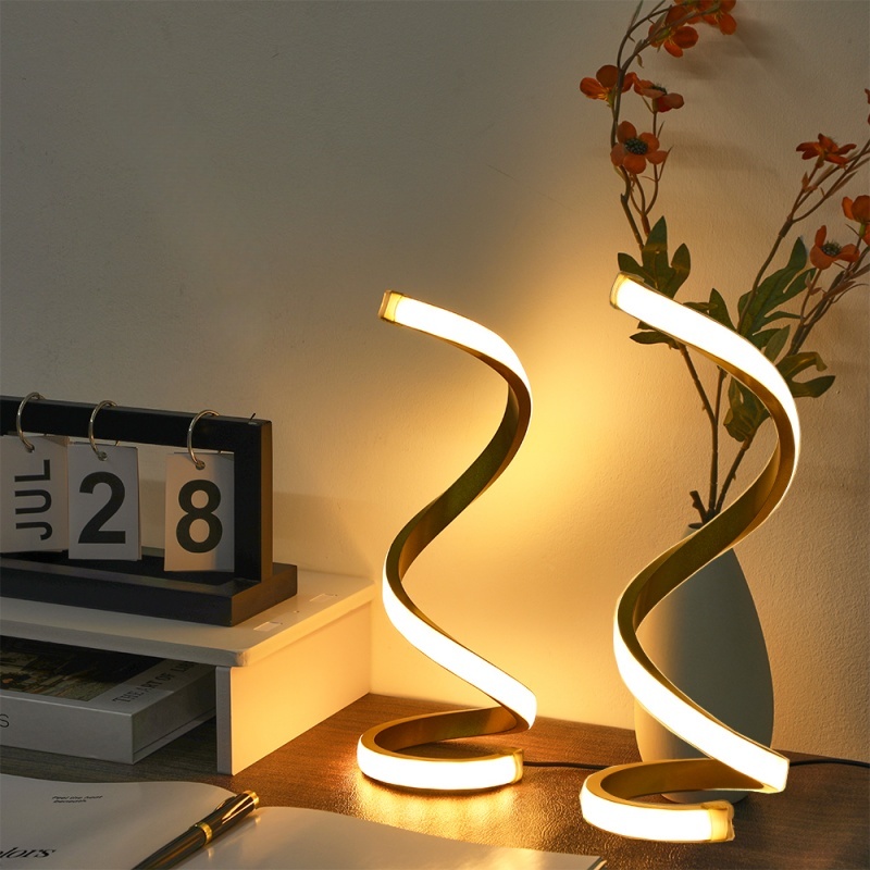 Creative Spiral LED Desk Lamp 2Pcs, 3-Color Dimming, Soft Comfortable Lighting, Eye-Friendly, USB Powered for Bedroom Living Room Bathroom Home Decor