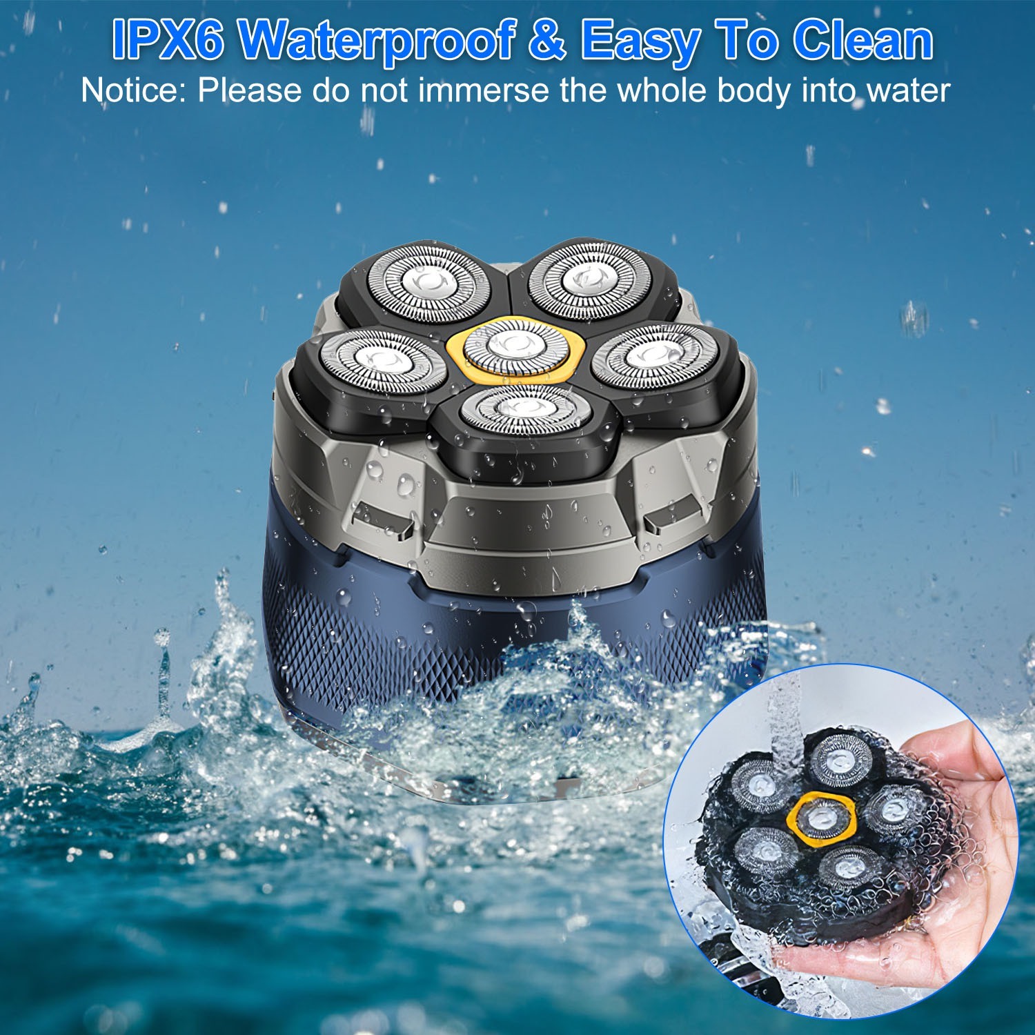6D Magnetic Floating Head Bald Shaver, IPX6 Wet/Dry Type-C with LED Display 7 6D Magnetic Floating Head Bald Shaver, IPX6 Wet/Dry Type-C with LED Display - Image 7