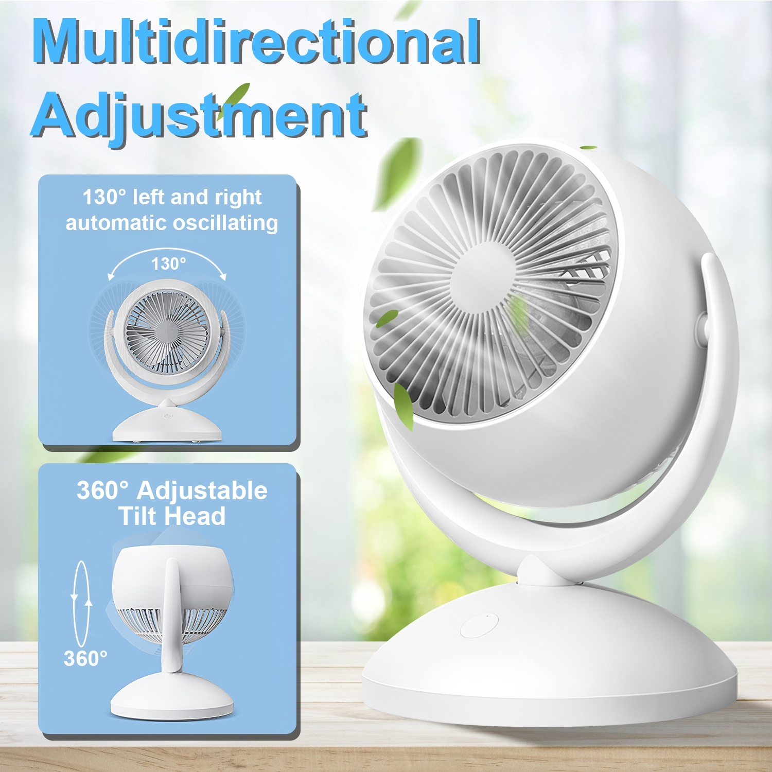 Portable Rechargeable Oscillating Desk Fan, 4 Speeds, 360° Tilt, Quiet 40dB, for Home Office Bedroom - Image 7