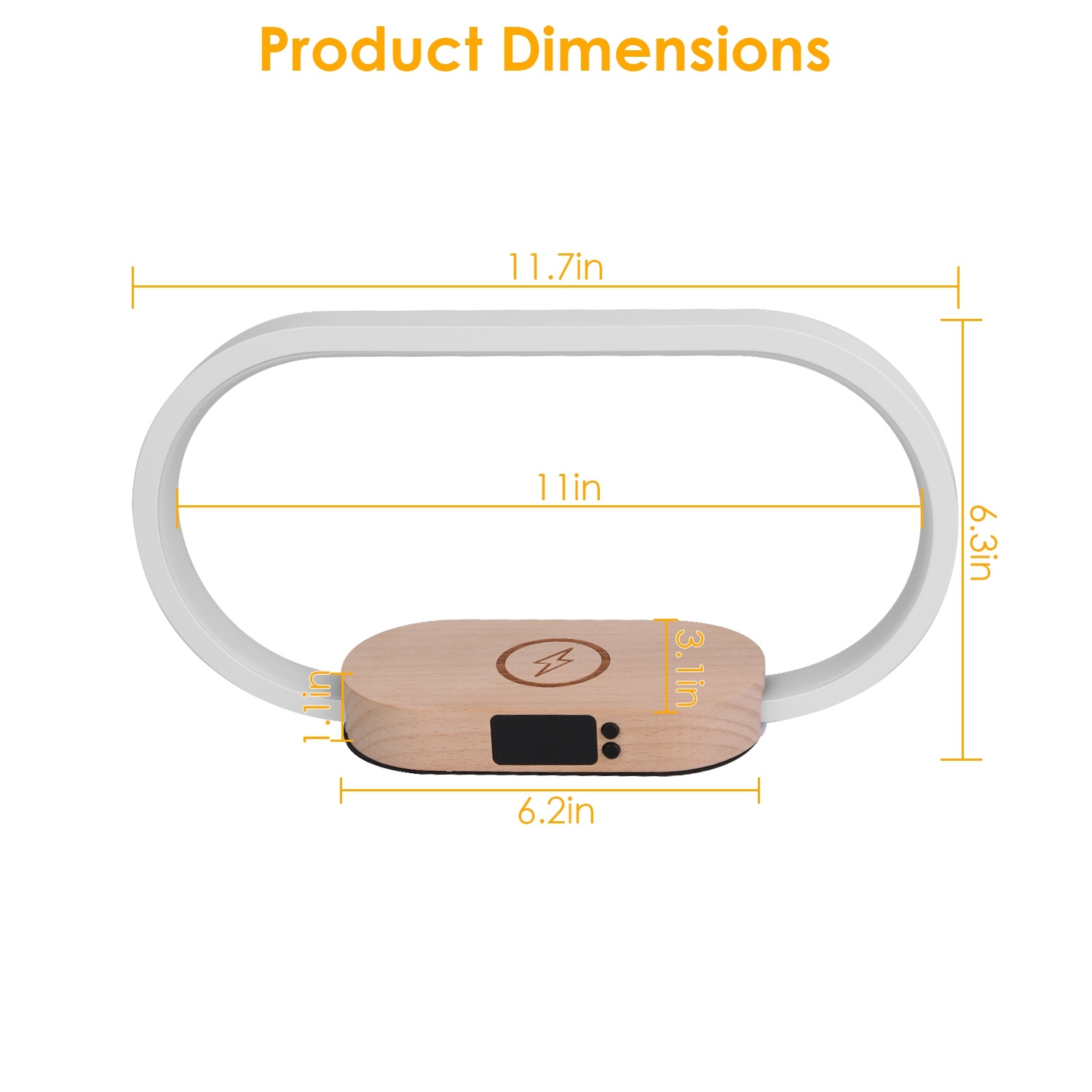 Bedside Table Lamp, Touch Control, Clock, Wireless Charging, Dimmable LED Reading Lamp for Nightstand - Image 2