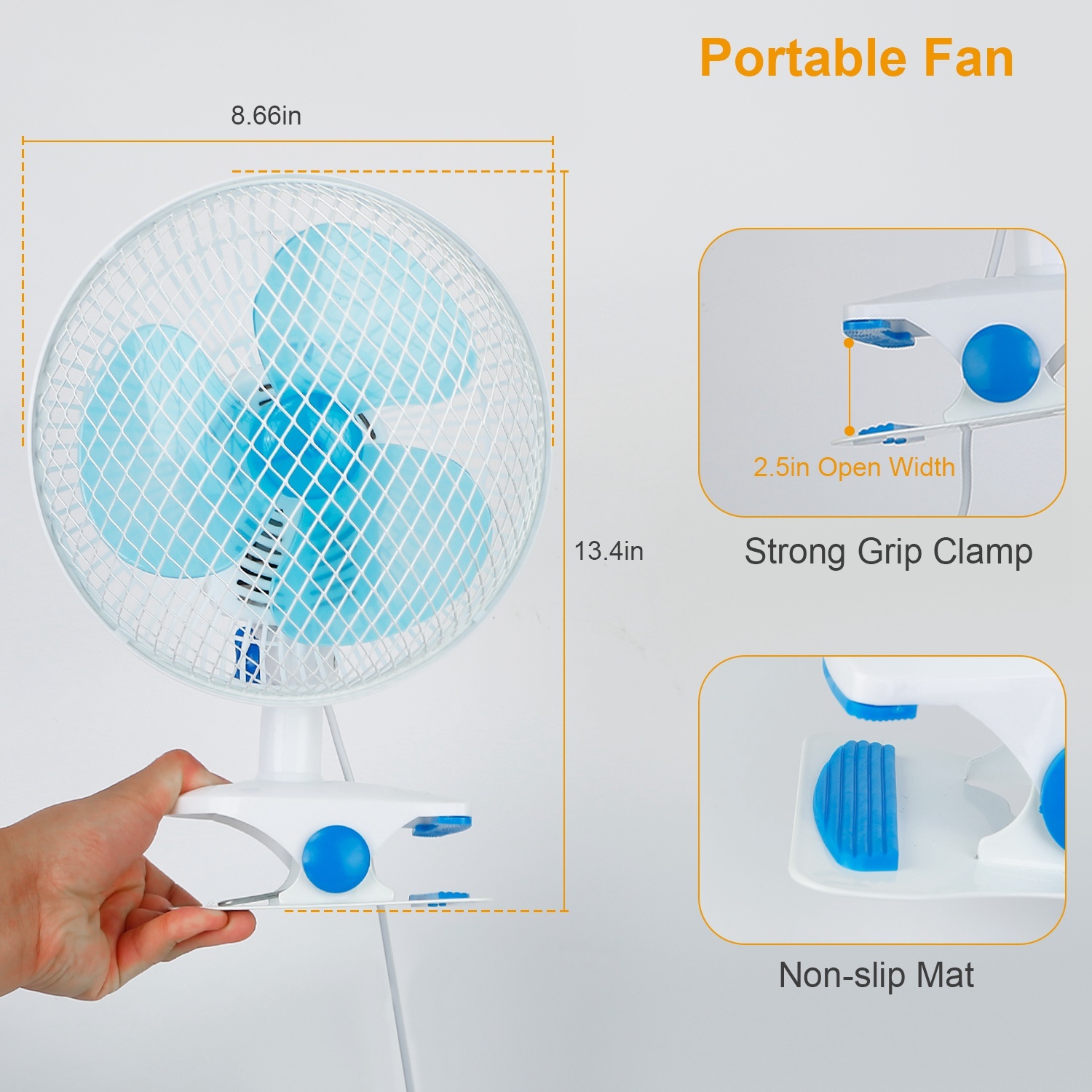 Quiet Clip On Fan, 2 Speeds, Auto Oscillating, 3.94FT Cord for Office Home Baby Stroller - Image 5