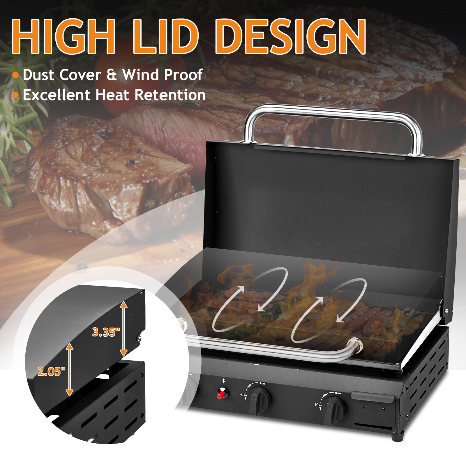 Black Tabletop Gas Grill - Image 3