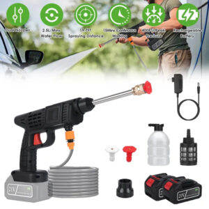 Cordless Pressure Washer 400PSI – 21V 1200mAh Battery, Foam Bottle & Nozzle for Car Cleaning