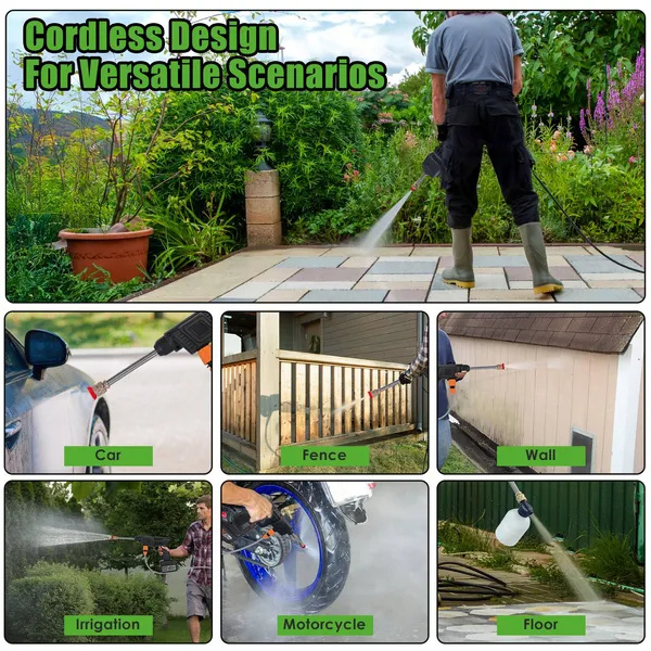 Cordless Pressure Washer 400PSI – 21V 1200mAh Battery, Foam Bottle & Nozzle for Car Cleaning - Image 4