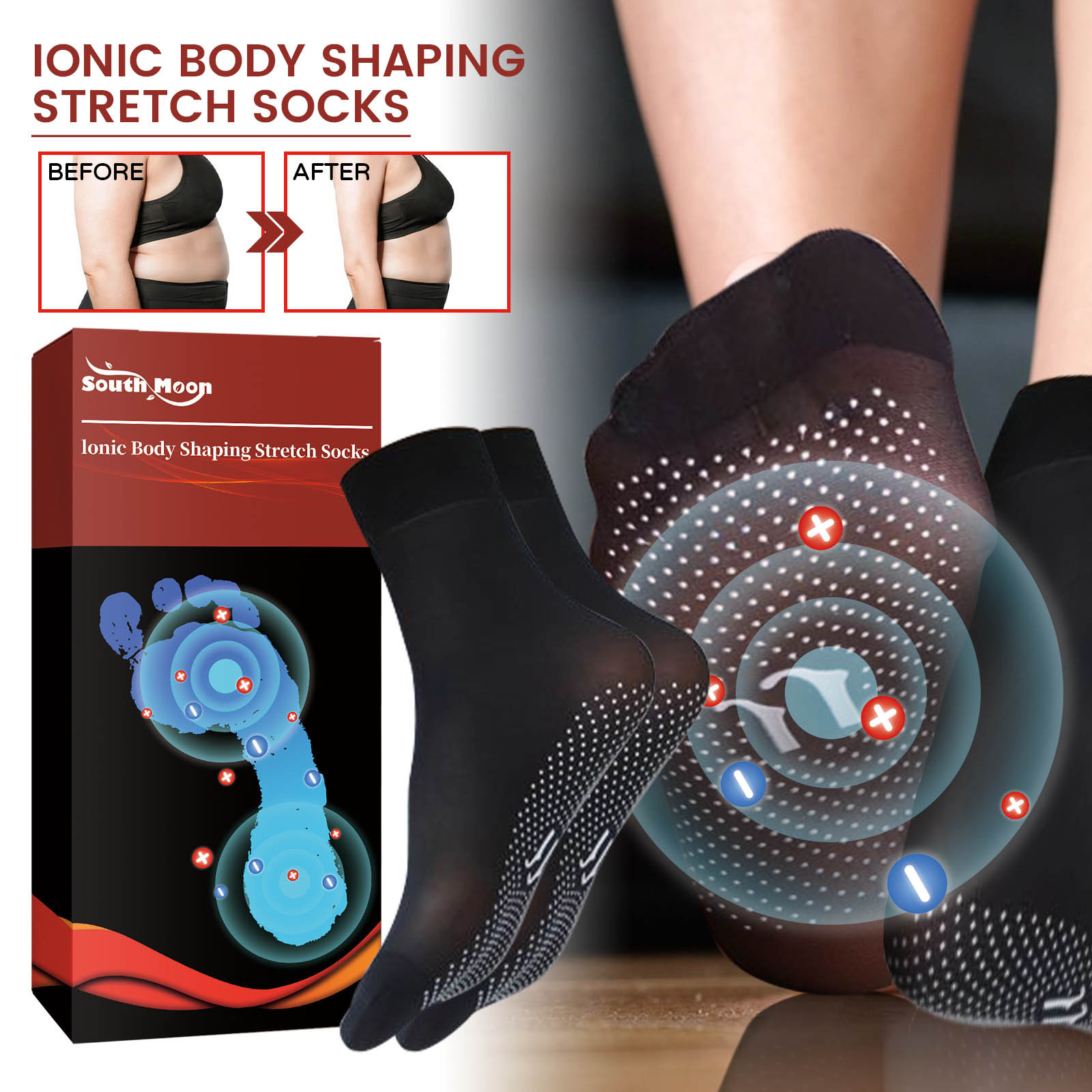 South Moon Ionic Body Shaping Stretch Socks, Outdoor Sports Comfortable Breathable Non-slip Foot Care Elastic Socks - Image 5