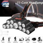 11-LED USB Headlamp with 18650 Battery