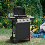 Propane Gas Three-burner Stainless Steel Grill With Double Shelves