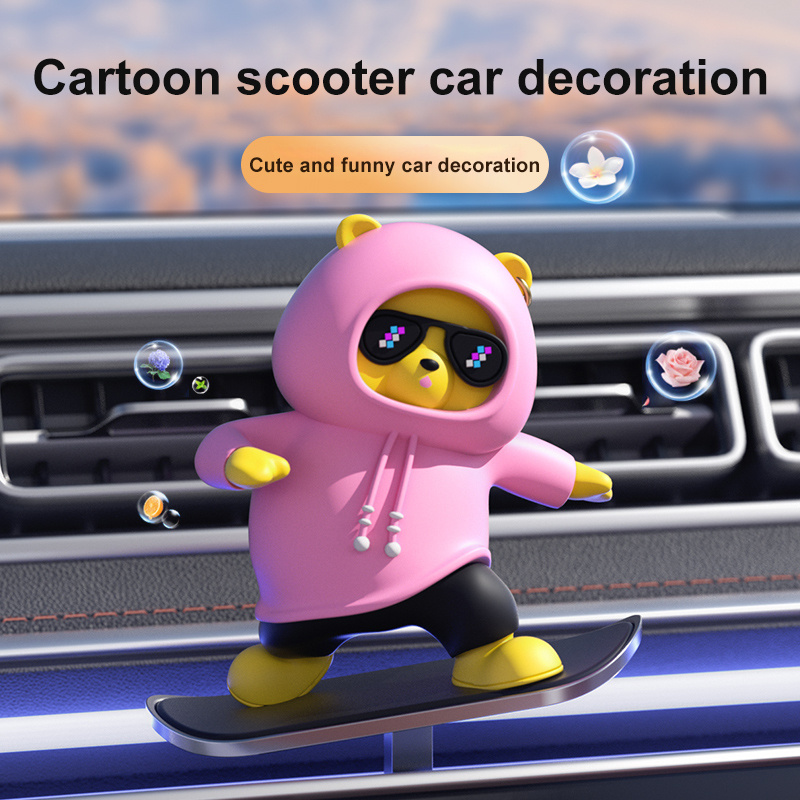 Skateboarding Bear Car Ornament – High-Temp Resistant, Exquisite Craftsmanship