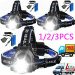 LED Headlamp Rechargeable Head Torch Zoom Headlight Lamp Super Bright Flashlight 3 Modes Work Light