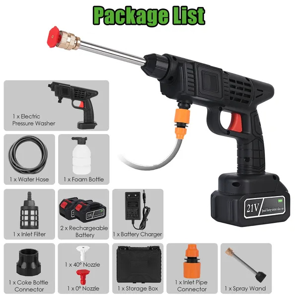 Cordless Pressure Washer 400PSI – 21V 1200mAh Battery, Foam Bottle & Nozzle for Car Cleaning - Image 3