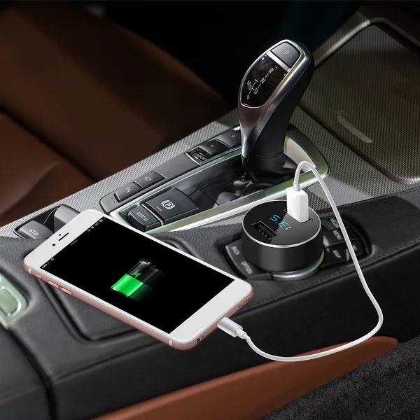Dual USB Car Charger Adapter Aluminum Alloy Fast Car Charging - Image 5