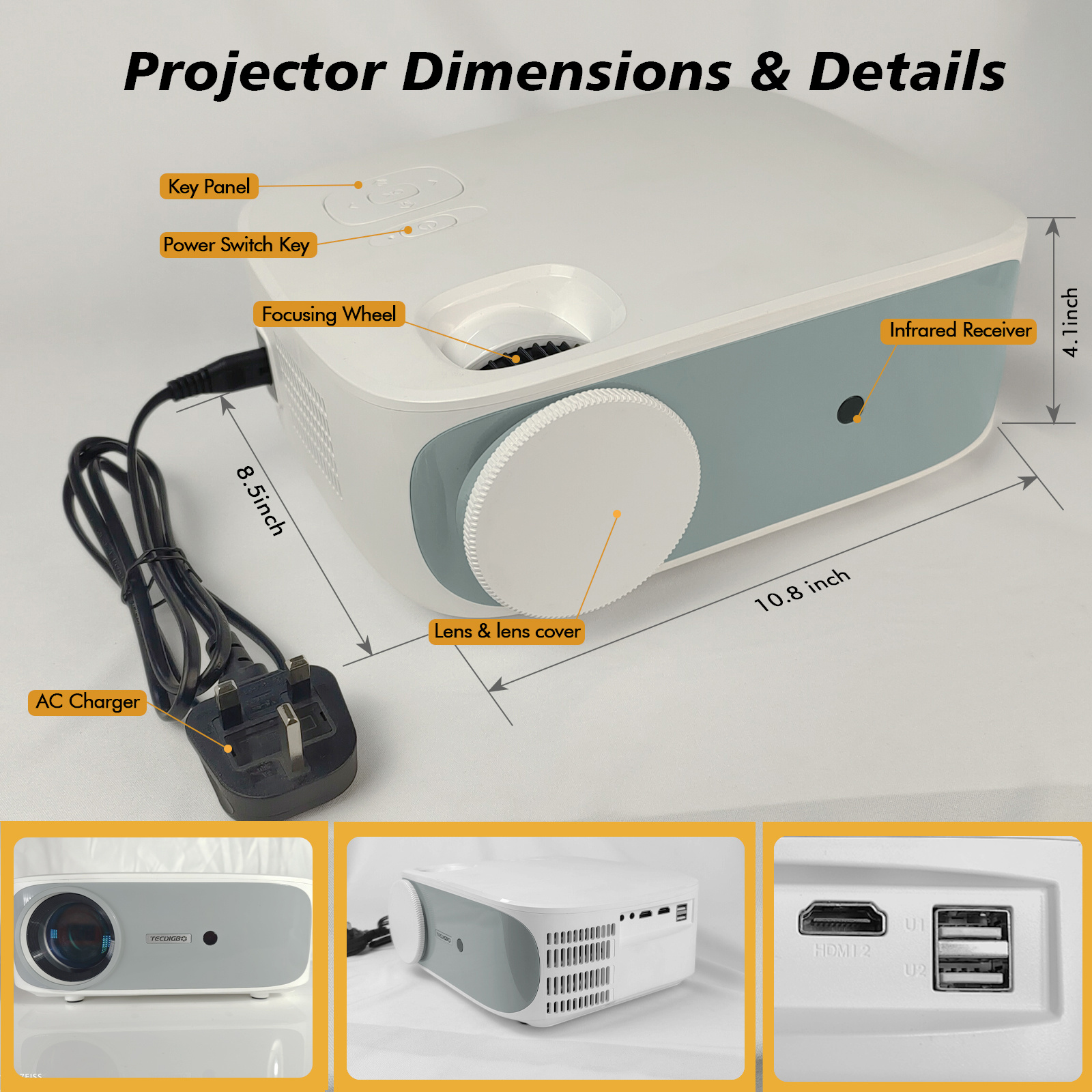 4K 5G Bluetooth Projector, Native 1080P 4D Keystone Outdoor Movie Projector - Image 9