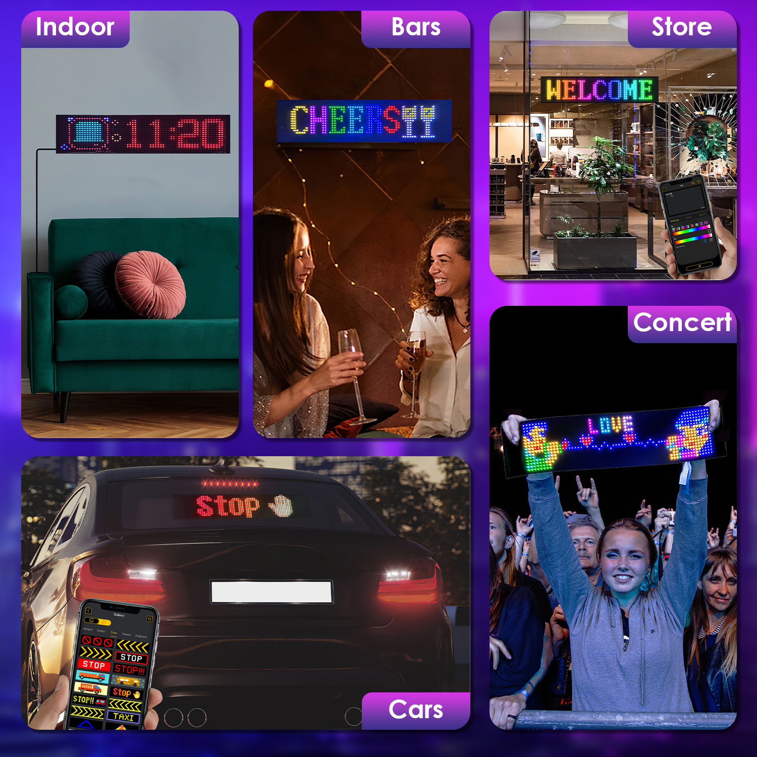2-Pack 16x96 Programmable Devil Eyes LED Car Signs – Ultra-Thin, APP Control, DIY Text & Animations - Image 3