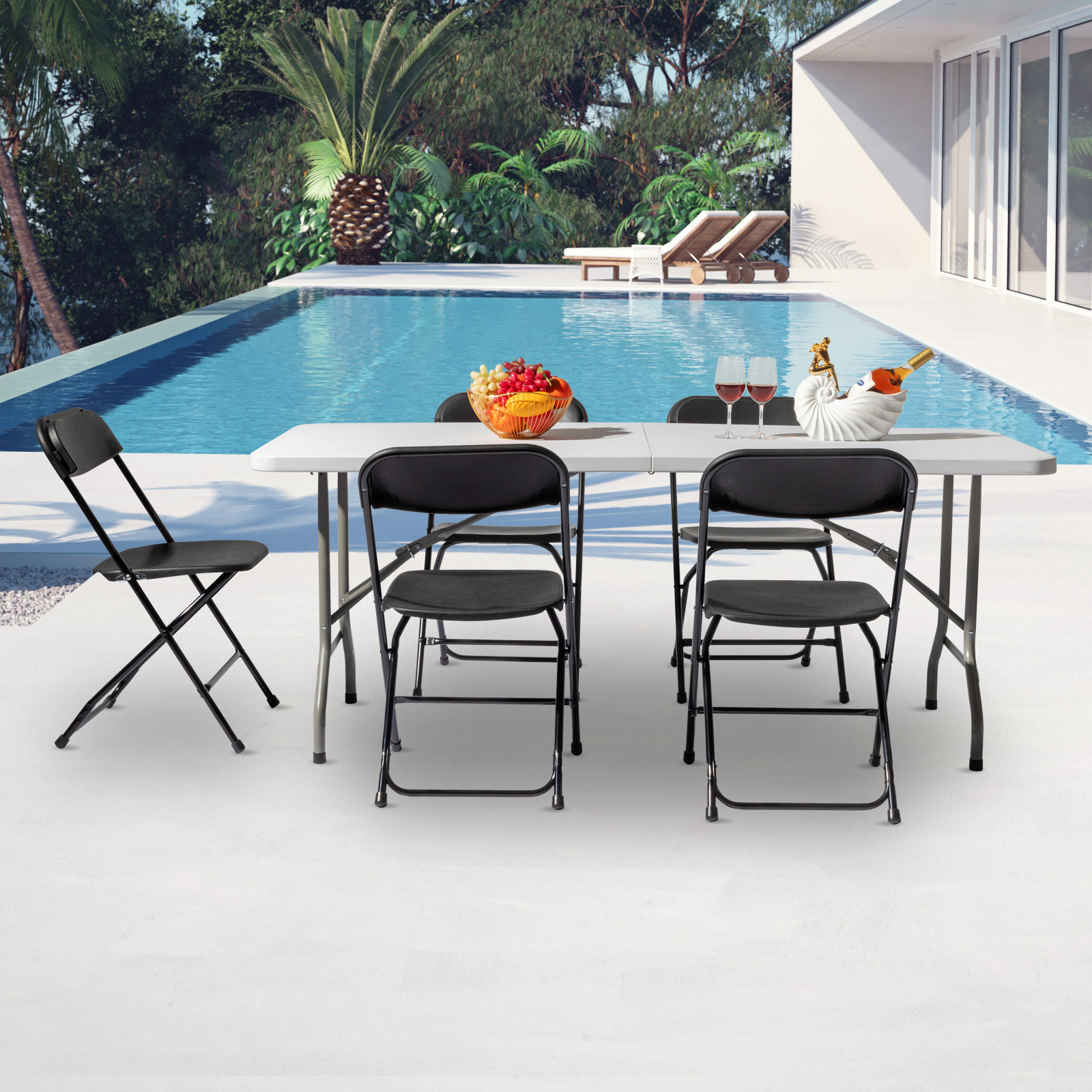 Lightweight Plastic Folding Rectangular Table For Outdoor Lounging - Image 8