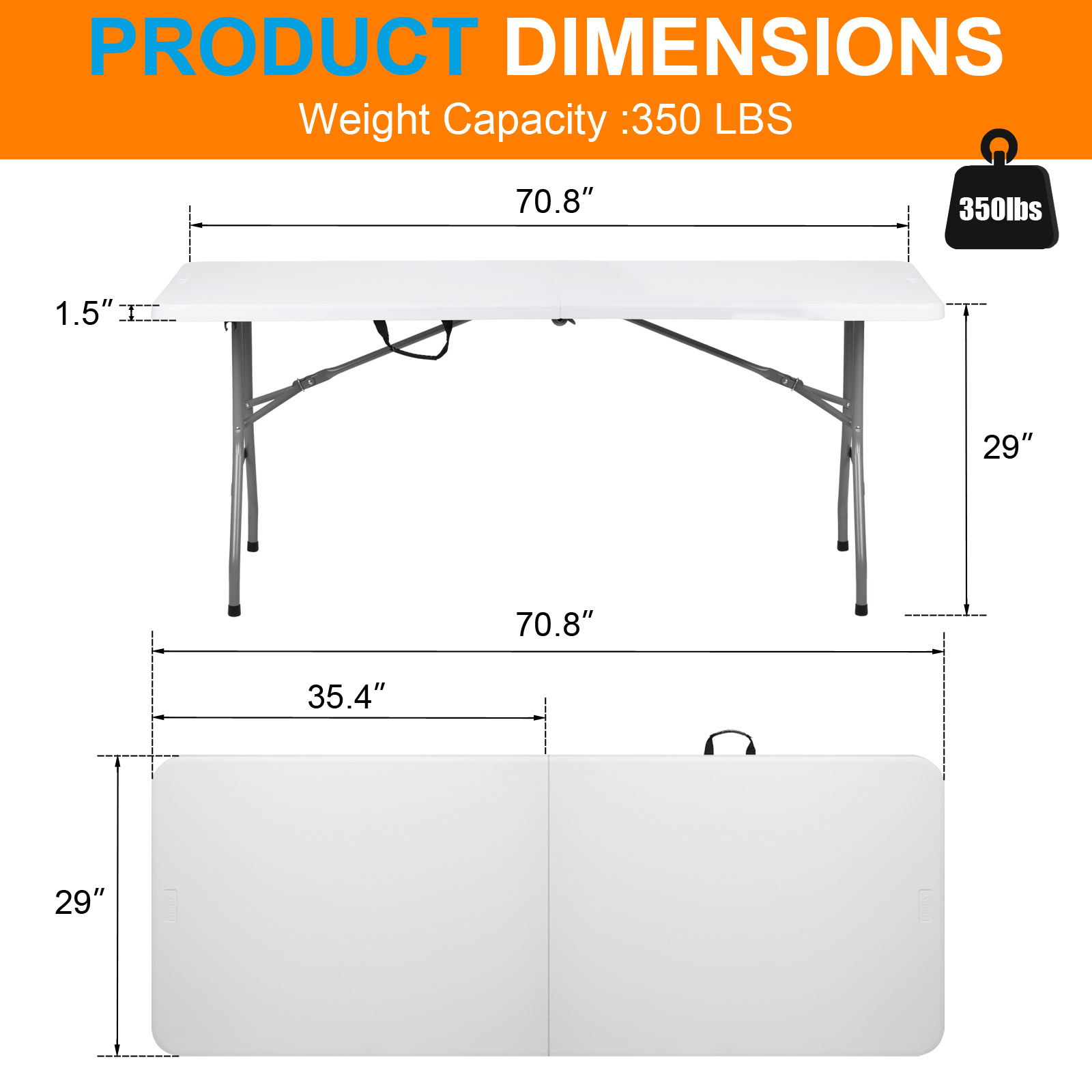 Lightweight Plastic Folding Rectangular Table For Outdoor Lounging - Image 5