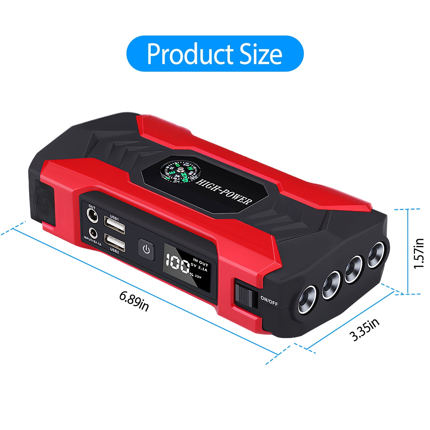 1Pc 4-in-1 Cordless Car Vacuum & Tire Inflator – 150PSI, LED Light, Digital Display - Image 8