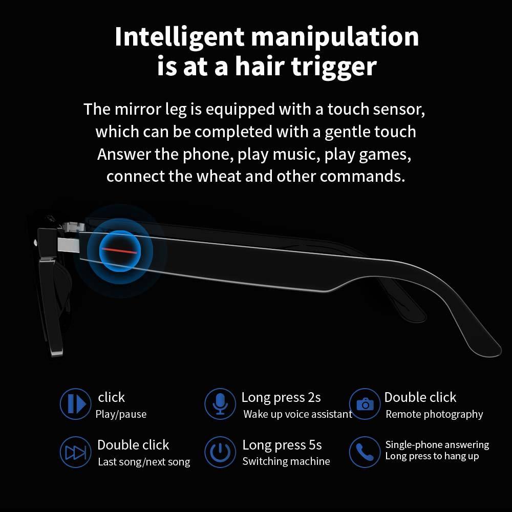 SENBONO E13 Smart Glasses Outdoor Smart Sport Hands-Free Call Music Headphone Anti-Blue Eyeglasses Wireless BT Voice Sunglasses - Image 4